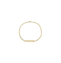 Solid Lowercase Mama Plate Cuban Chain Bracelet 14K