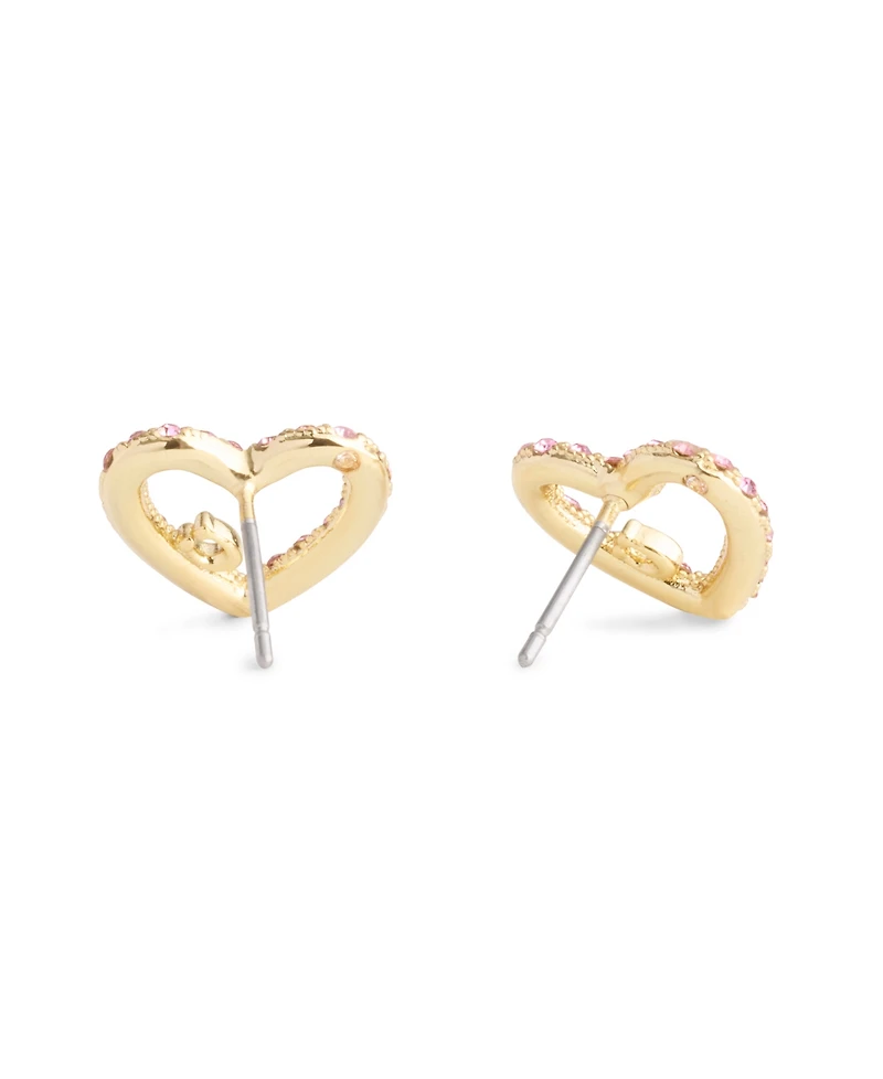 Coach Faux Stone Signature Pave Heart Stud Boxed Earrings