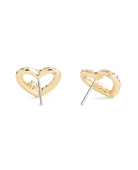 Coach Faux Stone Signature Pave Heart Stud Boxed Earrings