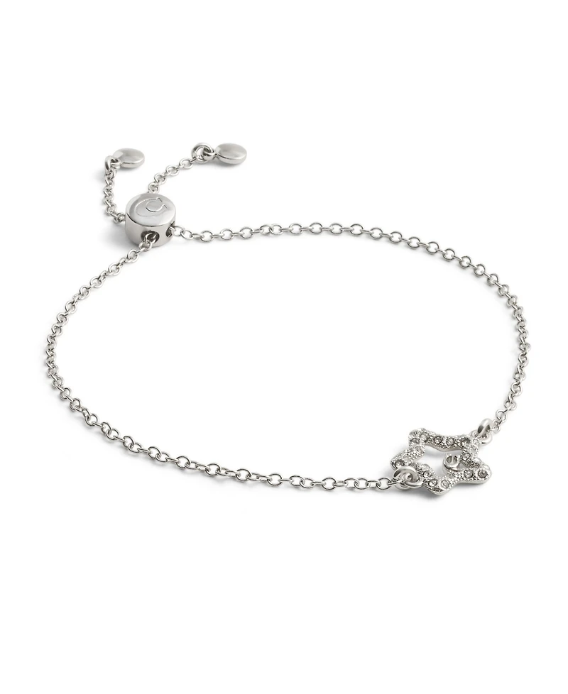 Coach Faux Stone Signature Pave Star Slider Boxed Bracelet