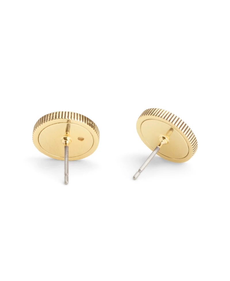 Coach Faux Stone Signature Quilted Coin Stud Earrings
