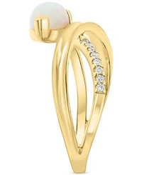 Effy Ethiopian Opal (1-1/6 ct. t.w.) & Diamond (1/5 ct. t.w) Crisscross Statement Ring in 14k Yellow Gold