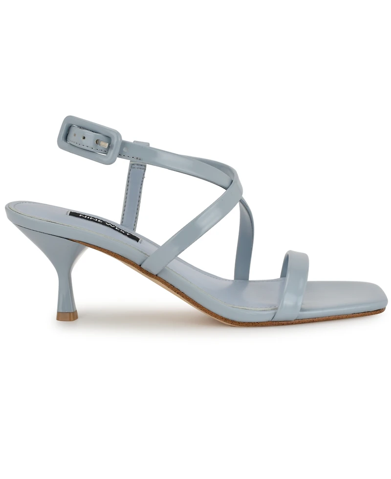 Nine West Women's Hanni Strappy Square Toe Kitten Heel Sandals