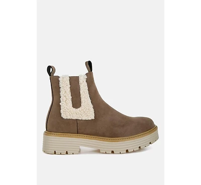 London Rag Mothman Faux Fur Detail Chunky Ankle Boots