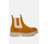 London Rag Mothman Faux Fur Detail Chunky Ankle Boots