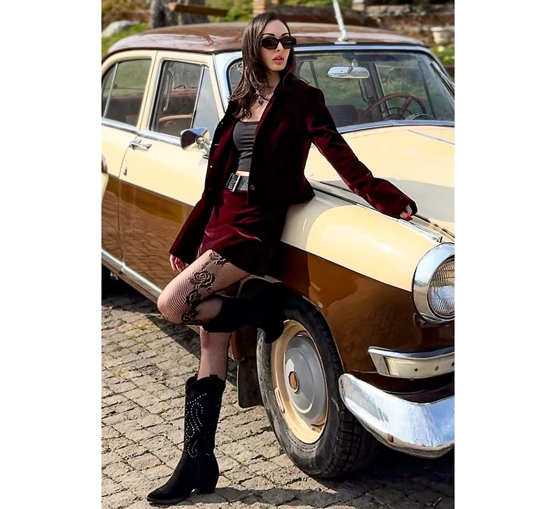 Lariat Studs Embellished Cowboy Boots Women