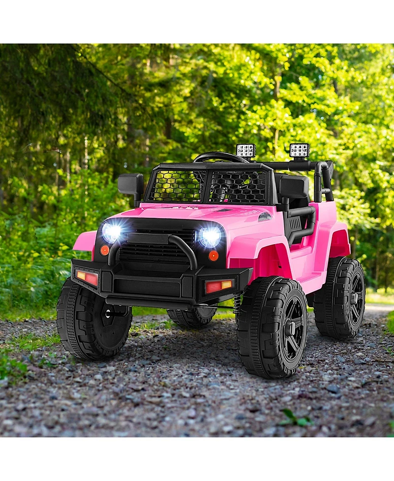 Hongge 12V Kids Ride On Truck with Remote Control and Headlights-Pink