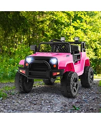 Hongge 12V Kids Ride On Truck with Remote Control and Headlights-Pink