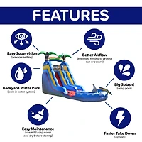 HeroKiddo 15 Ocean Shark Commercial Grade Water Slide with Splash Pool for Kids and Adults (with Blower), Wet Dry Combo, Big Inflatable, Outdoor Indoo