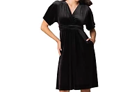 Kiyonna Women's Angelic Velvet Midi Cocktail Dress with Pockets