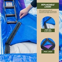 Xjump 17 Surf Beach Tall Inflatable Water Slide with Splash Pool and Dual Lane, Tall Seating Height, Commercial Grade, Outdoor Backyard, Summer Fun, W