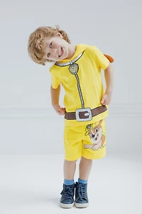 Paw Patrol Toddler Boys Chase Skye Rubble Marshall Cosplay T-Shirt and Bike Shorts French Terry Outfit Set to
