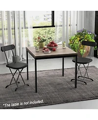 Sugift 2 Pieces Outdoor Folding Chair Set with Sturdy Frame and Ergonomic Backrest