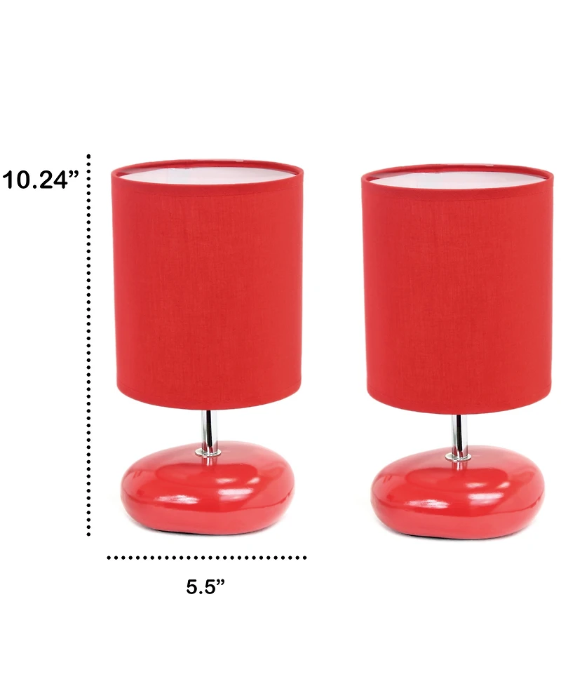 Creekwood Home 10.24" Traditional Mini Round Rock Table Lamp 2 Pack Set