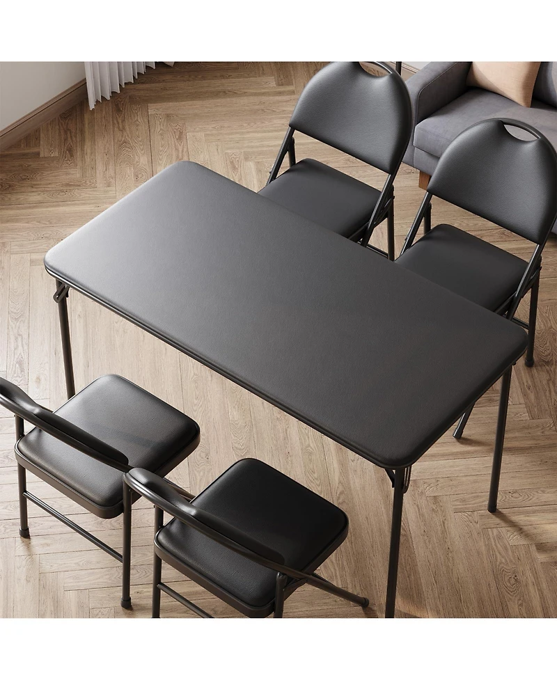 gaomon 5-Piece Card Table Set,Folding Card Table and Chair Set of 5 Portable with Padded Tabletop