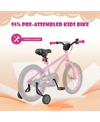 Hongge 16-Inch Kids Bike for 4-7 Years Old Adjustable with Removable Training Wheels
