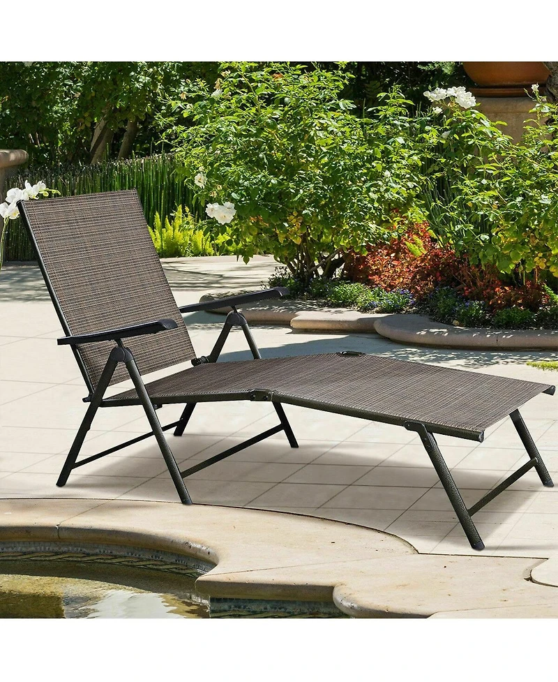 Inolait Set of 2 Adjustable Chaise Lounge Chair with 5 Reclining Positions