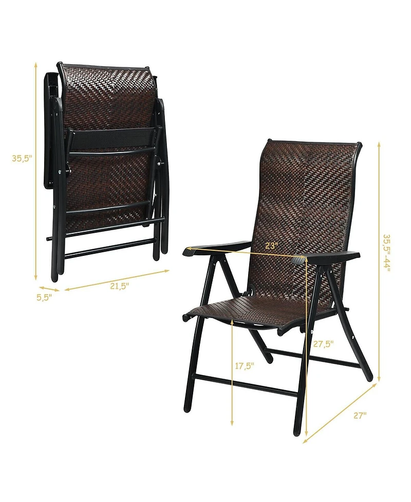 Vebreda Patio Rattan Folding Chair with Armrest