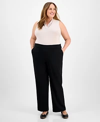 Ak Anne Klein Plus Size Pull-On Wide-Leg Pants