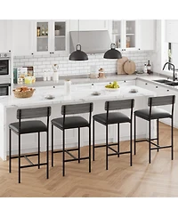 gaomon Bar Stools Set of 4, Upholstered Bar Chairs with Back, 25.5 Inches Kitchen Bar Stools with Footrest, Grey