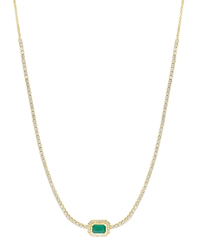 Effy Emerald (1/2 ct. t.w.) & Diamond (1-5/8 ct. t.w.) Fancy Pendant Necklace in 14k Gold, 18" + 1" extender