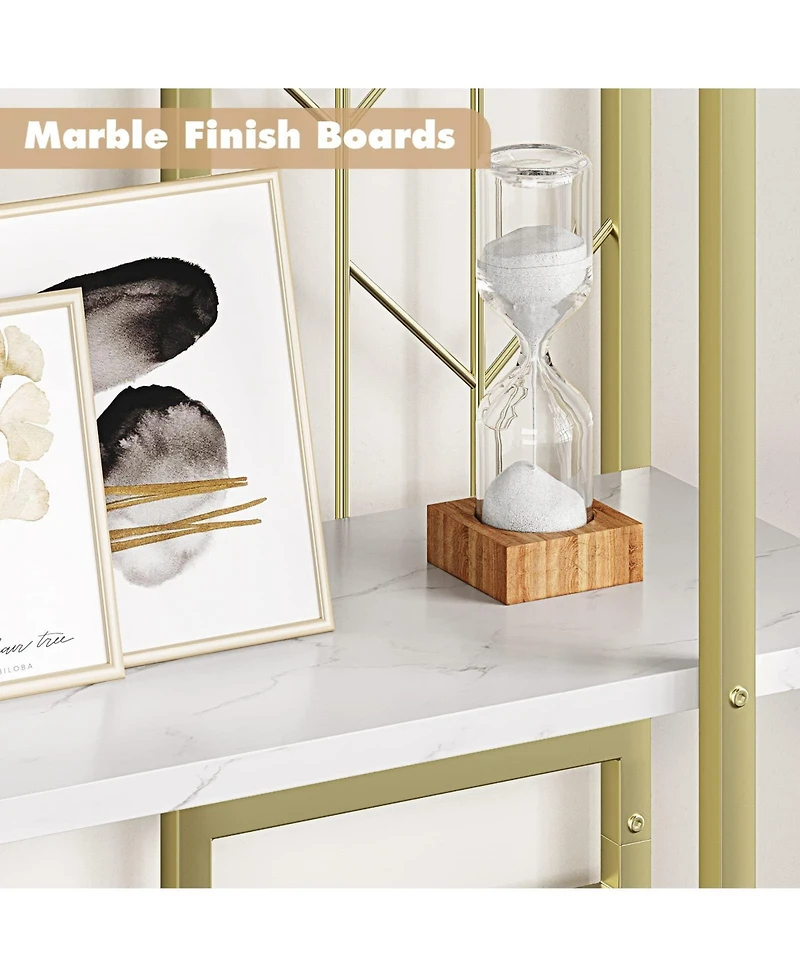 gaomon 6 Tier Bookshelf, Tall Bookcase Freestanding Display Shelf with Metal Frame & Large Storage