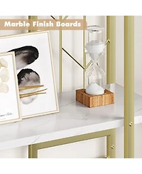 gaomon 6 Tier Bookshelf, Tall Bookcase Freestanding Display Shelf with Metal Frame & Large Storage