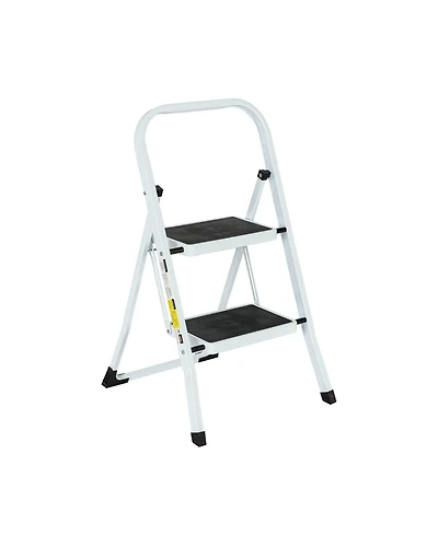 2 Step Ladder Folding Step Stool , Lightweight Step Stools for Adults with Anti-Slip Pedal, Portable Steel Handrails Step Ladder Withstanding 330 lbs