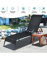 Inolait Adjustable Patio Chaise Folding Lounge Chair with Backrest