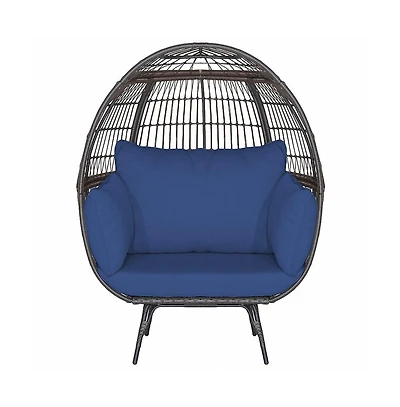 Inolait Oversized Patio Rattan Egg Lounge Chair with 4 Cushions