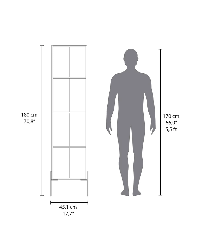 Quinby Linen Cabinet with 1 Door and 4 Shelves, Matt Gray