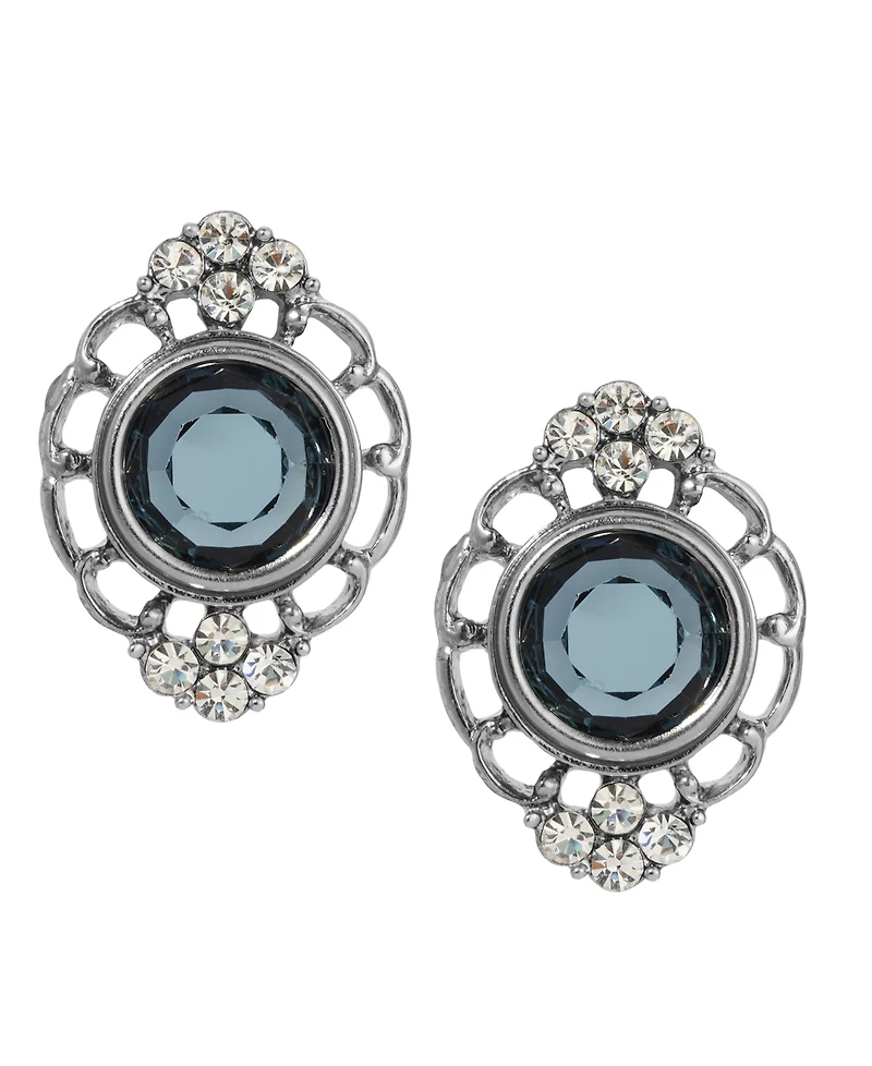 2028 Crystal Filigree Button Earrings