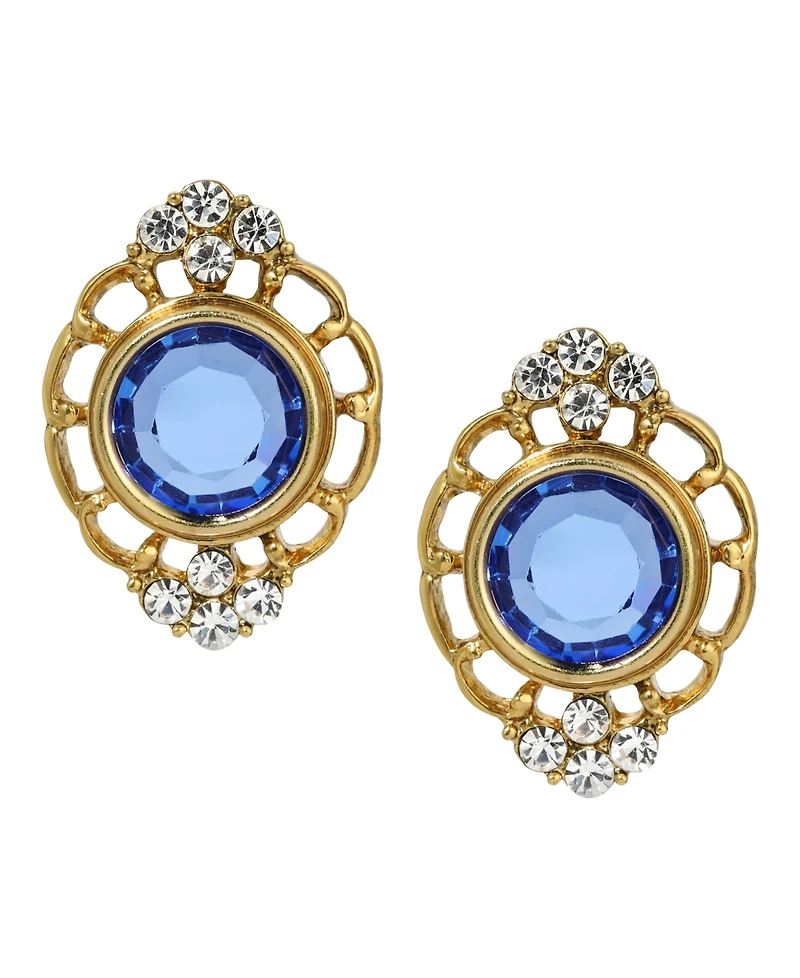 2028 Crystal Filigree Button Earrings