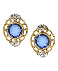 2028 Crystal Filigree Button Earrings