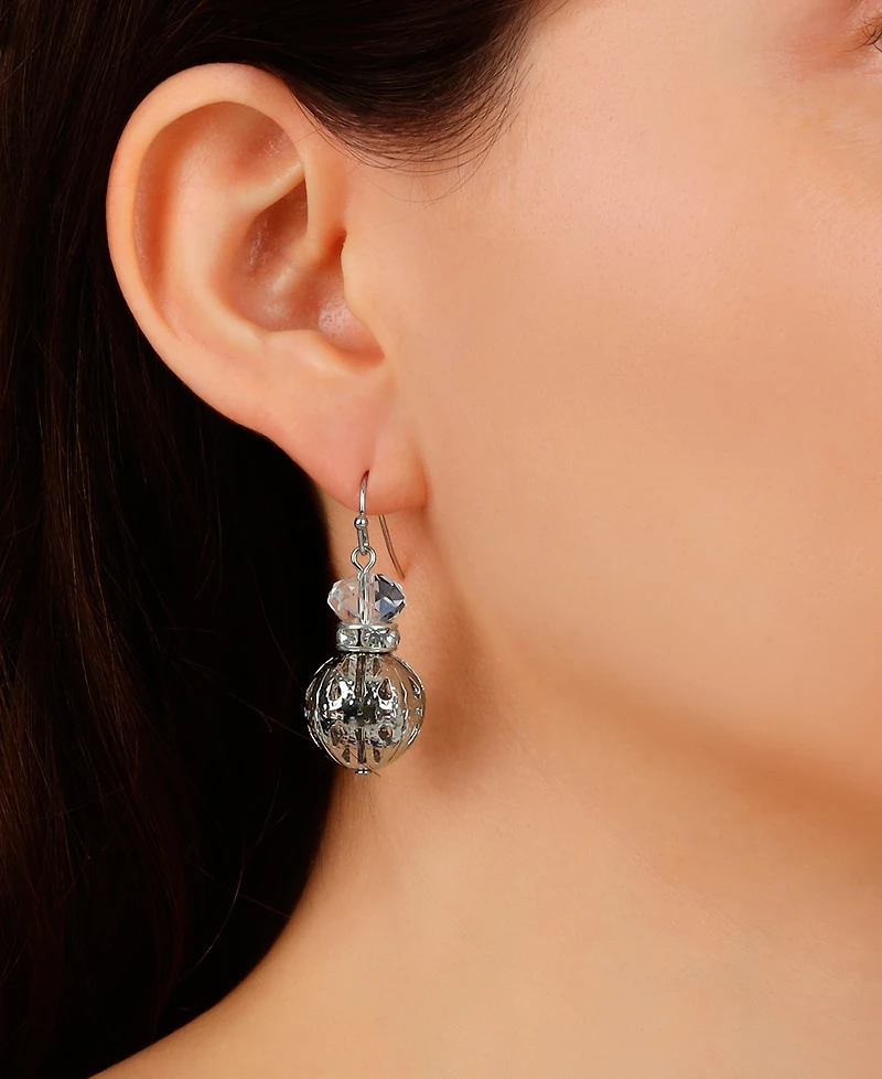 2028 Crystal Accent Filigree Ball Drop Earrings