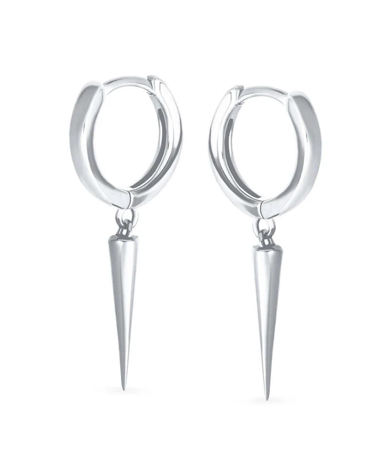 Bling Jewelry Punk Rocker Goth Biker Jewelry Arrow Charm Huggie Dangling Dagger Spike Mini Hoop Earrings 14K Yellow Gold Plated .925 Sterling Silver