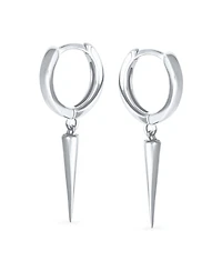 Bling Jewelry Punk Rocker Goth Biker Jewelry Arrow Charm Huggie Dangling Dagger Spike Mini Hoop Earrings 14K Yellow Gold Plated .925 Sterling Silver