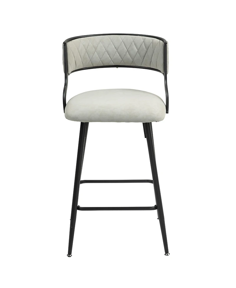 Streamdale Furniture Set Of 2, 26" Counter height bar stools Pu cover kitchen island counter bar stool with black powder coating base and footrest(Bei