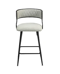 Streamdale Furniture Set Of 2, 26" Counter height bar stools Pu cover kitchen island counter bar stool with black powder coating base and footrest(Bei