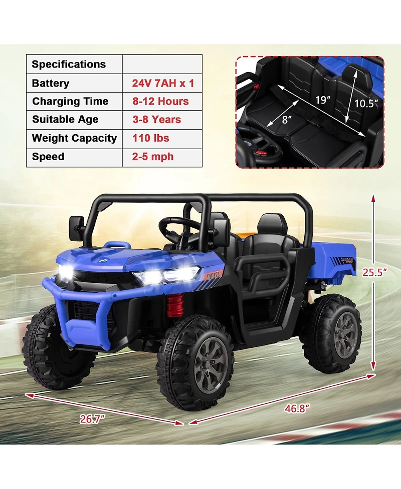 24V 2-Seater Ride-On Dump Truck – Remote