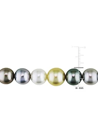 Multicolor Cultured South Sea & Tahitian Pearl (9-12mm) 18" Strand Necklace 14k Yellow Gold