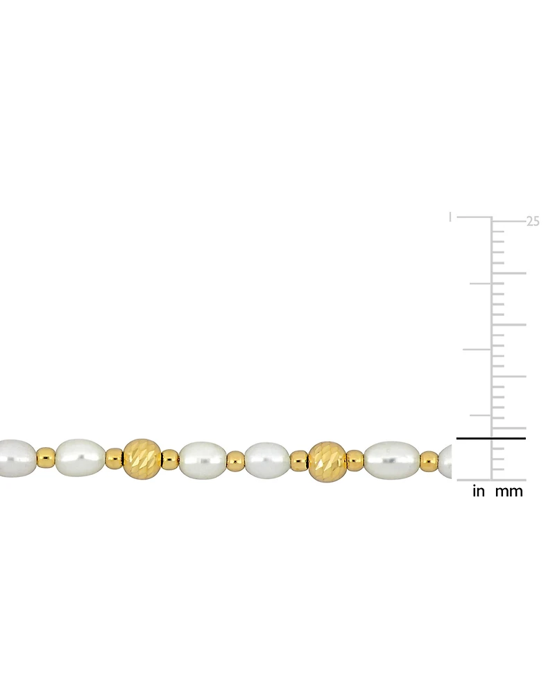 2-Pc. Set Cultured Freshwater Pearl (3-1/2-4mm) Ball Beaded Necklace & Bracelet in 18k Gold-Plated Sterling Silver