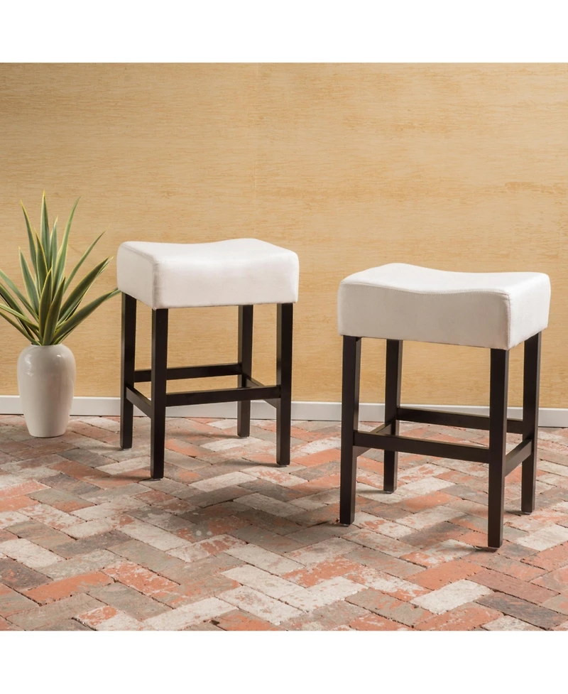 Streamdale Set Of 2, 26.75" Backless Leather Counter Height Barstool, Beige