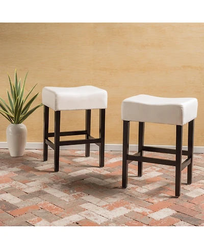Streamdale Set Of 2, 26.75" Backless Leather Counter Height Barstool, Beige