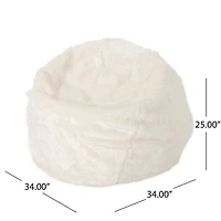 Streamdale Amori Modern 3 Foot Faux Fur Bean Bag White Color