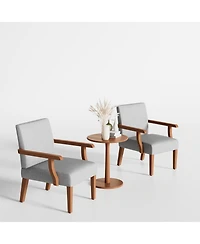 Streamdale Furniture Fabric Accent Arm Chair Set of 2 with Round Wood Table