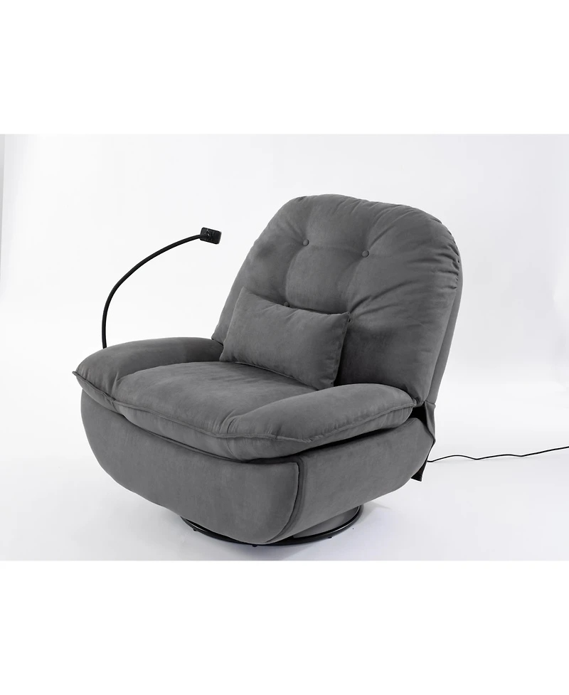 Power Recliner Swivel Glider Usb Charger With Bluetooth Music Player Different Function Sleep Working Game and Leisure Model Grey