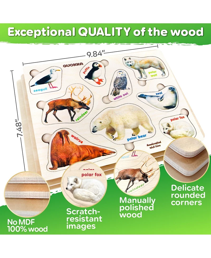Quokka 3xSET Wooden Puzzles for Toddlers 1-3 – Montessori Toy
