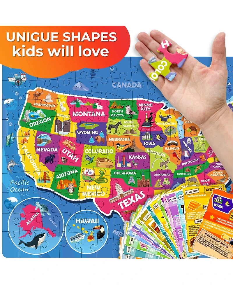 Quokka 150 Pcs Jigsaw Puzzles for Kids Ages 8-10 - 400+ Facts on 50 Flashcards