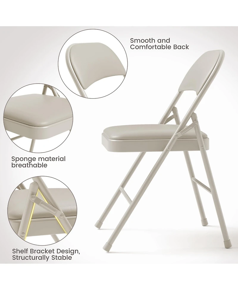 gaomon 2 Pack Grey Folding Chairs with Padded Cushion and Back, Folding Chairs for Outside